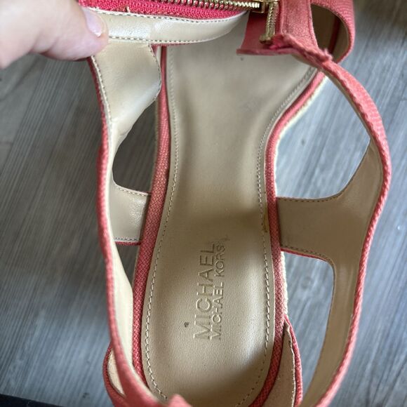 Michael Kors Janet Espadrille Wedge Canvas Orange Women 8.5 - Picture 5 of 8